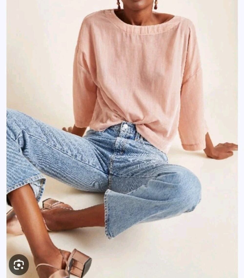 Cupcakes and Cashmere Michaela Velvet Dolman Sleeve Pink Boxy Top M $98MSRP